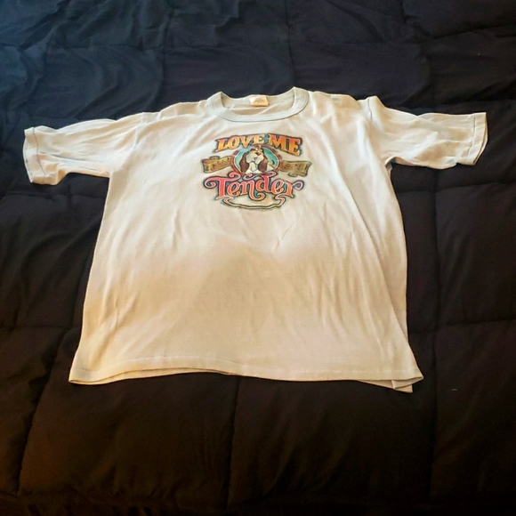 Vintage 1970s "Love Me Tender" glitter iron on hounddog tshirt - XL - Picture 2 of 6